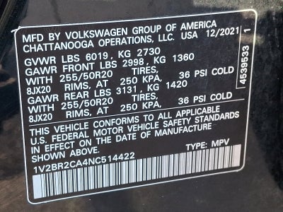 2022 Volkswagen Atlas 3.6L V6 SEL