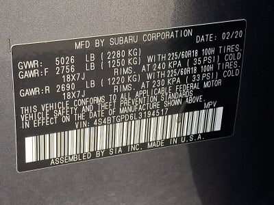 2020 Subaru Outback Touring XT